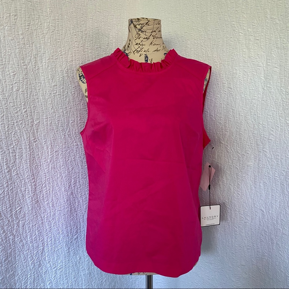 Laundry NEW Ruffle Neck Button Beck Poplin Blouse